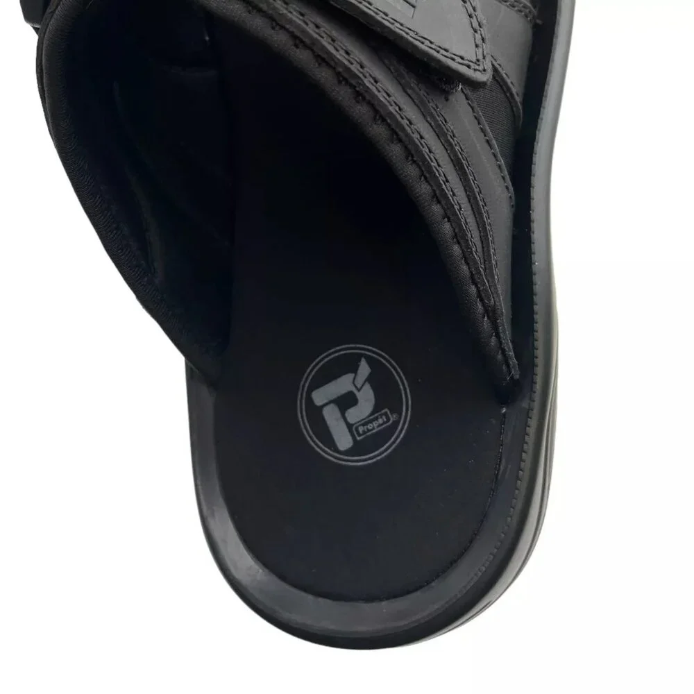 Propet Mens Slip-on Leather Sandal Size 10.5 Black Adjustable Straps Lightweight